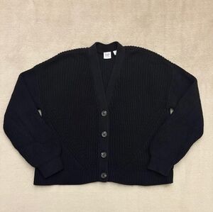 Gap Girl Black Knitted V-Neck 4 Button Front Sweater Size XL (12)